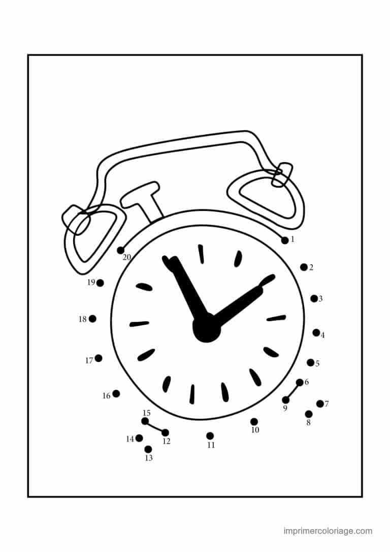 point a relier enfant 1 a 20 reveil - dessin gratuit &agrave; imprimer