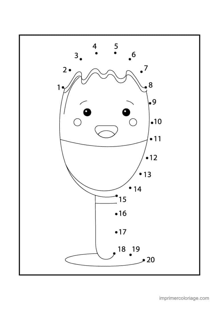 point a relier enfant 1 a 20 verre a pied souriant - dessin gratuit &agrave; imprimer