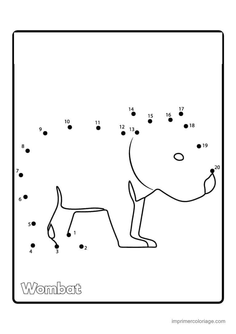 point a relier enfant 1 a 20 wombat - dessin gratuit &agrave; imprimer