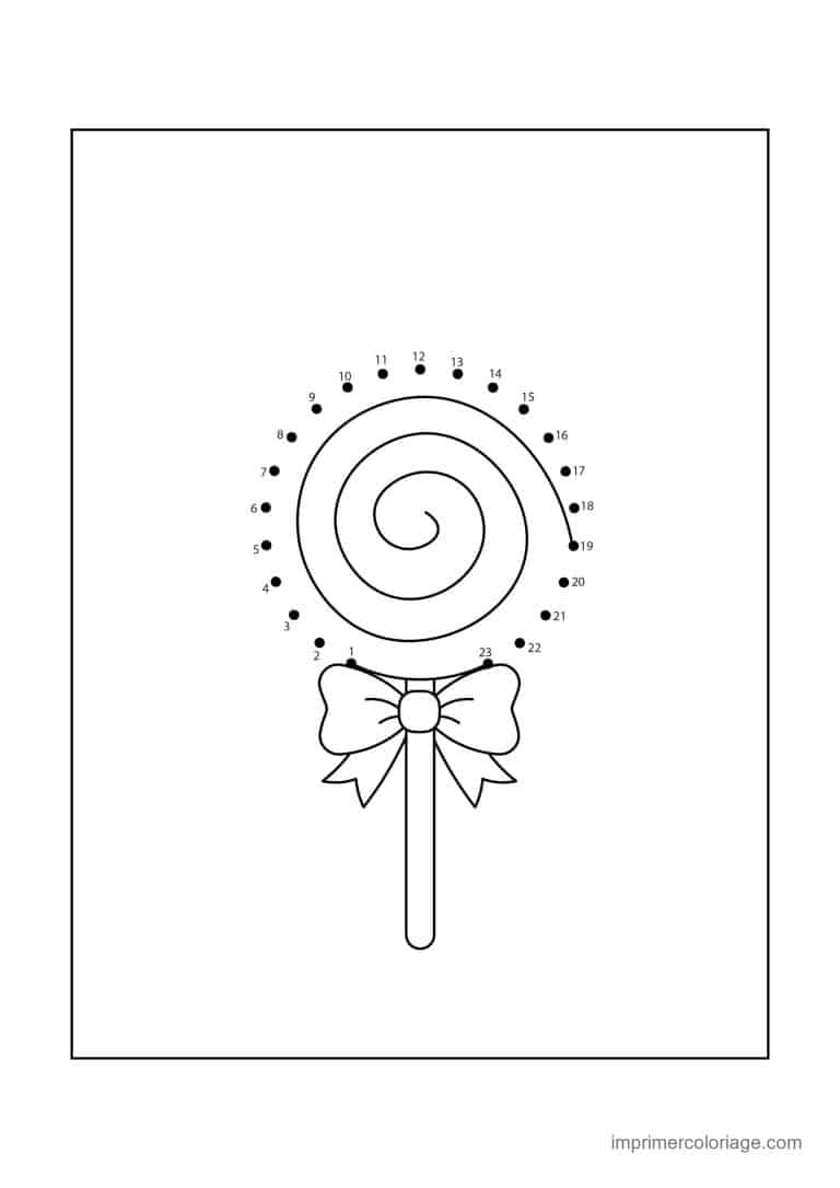 point a relier enfant 1 a 22 sucette avec noeud - dessin gratuit &agrave; imprimer