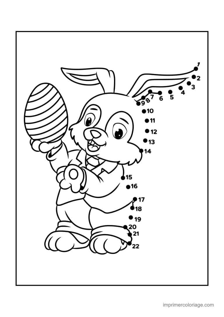 point a relier enfant 1 a 23 lapin qui porte un oeuf - dessin gratuit &agrave; imprimer
