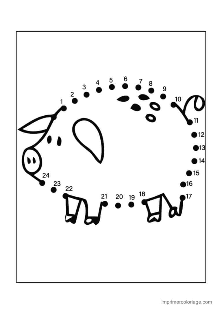 point a relier enfant 1 a 24 cochon debout - dessin gratuit &agrave; imprimer