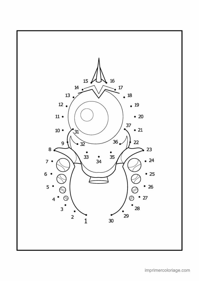 point a relier espace 1 a 37 fusee a hublot rond - dessin gratuit &agrave; imprimer