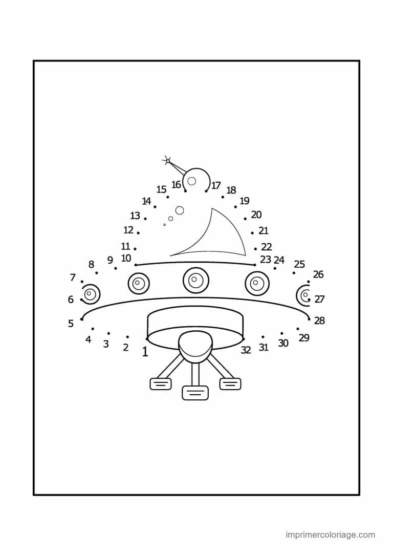 point a relier espace 1 a 37 soucoupe volante sur pied - dessin gratuit &agrave; imprimer