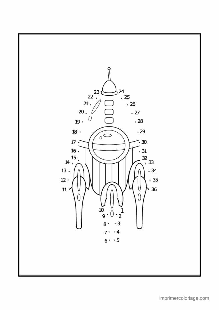 point a relier espace 1 a 38 fusee a ailerons - dessin gratuit &agrave; imprimer
