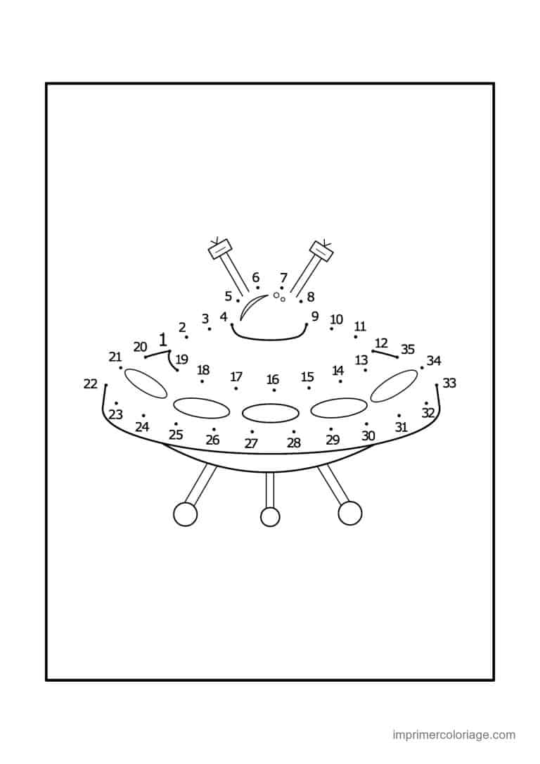 point a relier espace 1 a 39 soucoupe volante sur pieds - dessin gratuit &agrave; imprimer