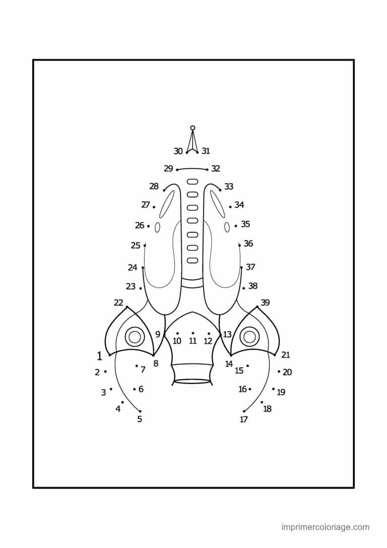 point a relier espace 1 a 41 vaisseau symetrique - dessin gratuit &agrave; imprimer