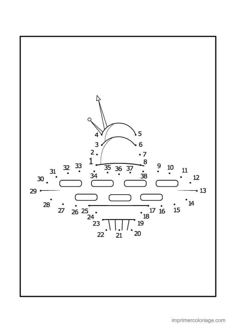 point a relier espace 1 a 42 vaisseau spatial allonge - dessin gratuit &agrave; imprimer