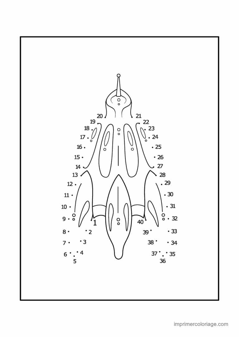 point a relier espace 1 a 46 vaisseau effile - dessin gratuit &agrave; imprimer