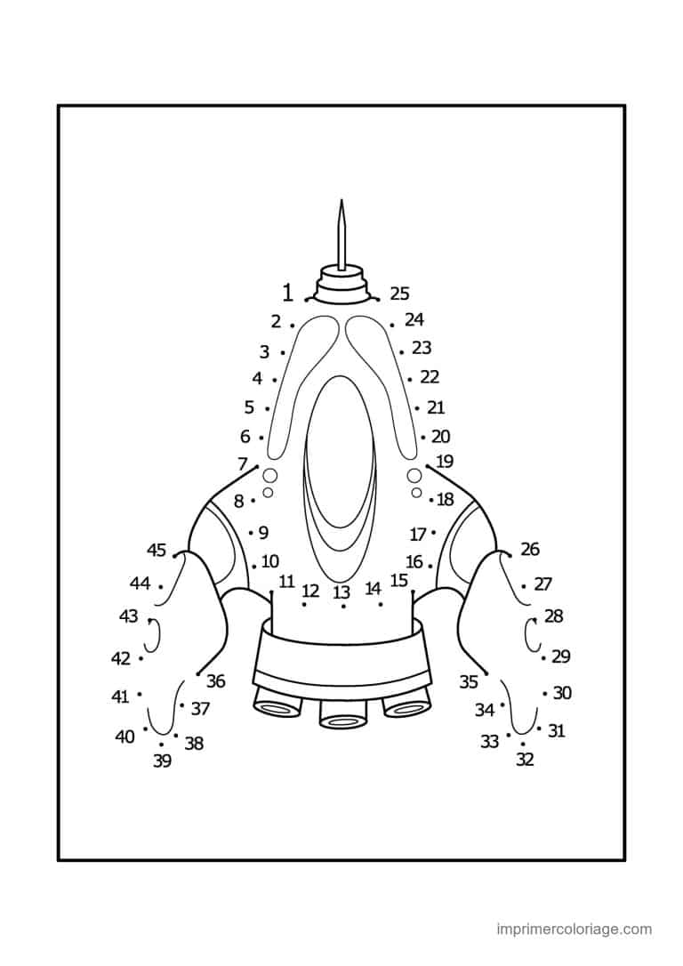 point a relier espace 1 a 47 fusee a hublots - dessin gratuit &agrave; imprimer
