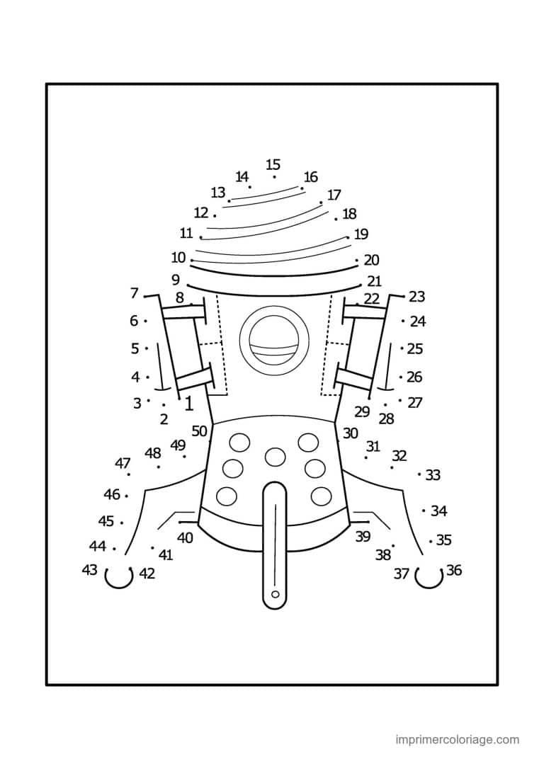 point a relier espace 1 a 49 fusee sur son pas de tir - dessin gratuit &agrave; imprimer