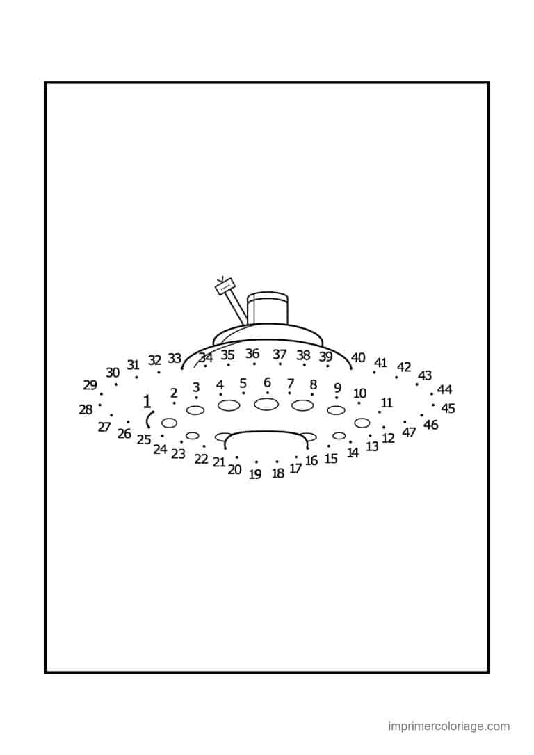 point a relier espace 1 a 63 soucoupe volante plate - dessin gratuit &agrave; imprimer