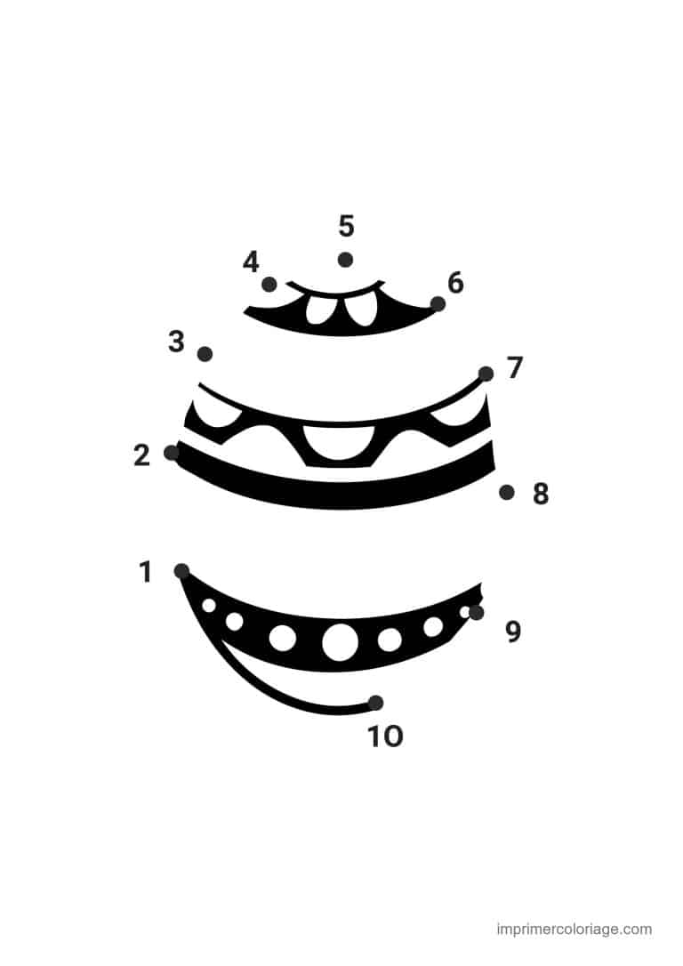 point a relier facile 1 a 11 oeuf de paques a bandes larges - dessin gratuit &agrave; imprimer