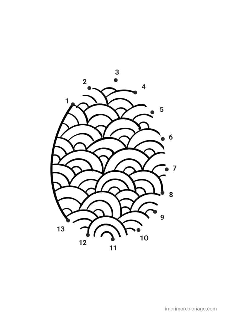 point a relier facile 1 a 13 oeuf de paques a ecailles - dessin gratuit &agrave; imprimer