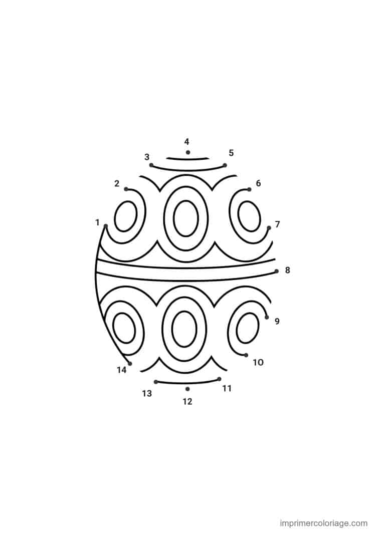 point a relier facile 1 a 14 oeuf de paques a ovales - dessin gratuit &agrave; imprimer