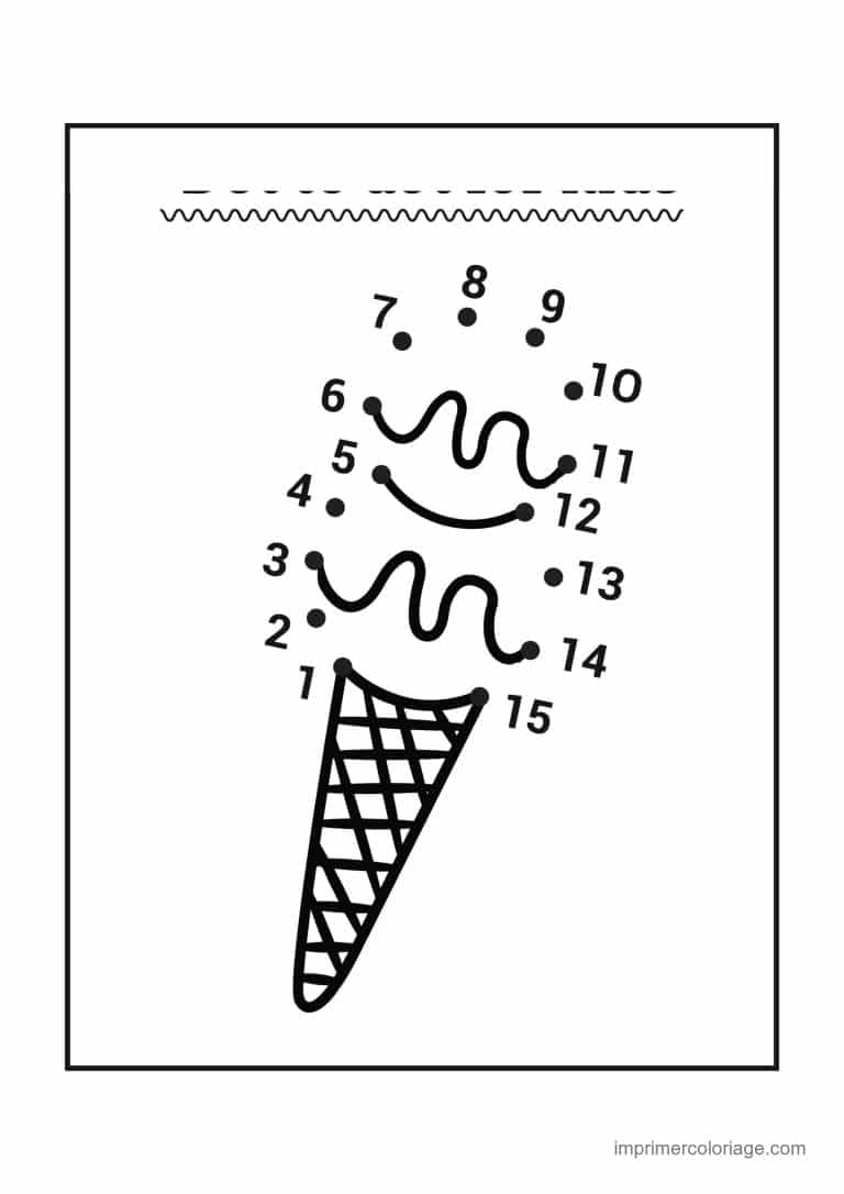 point a relier facile 1 a 15 cornet de glace - dessin gratuit &agrave; imprimer