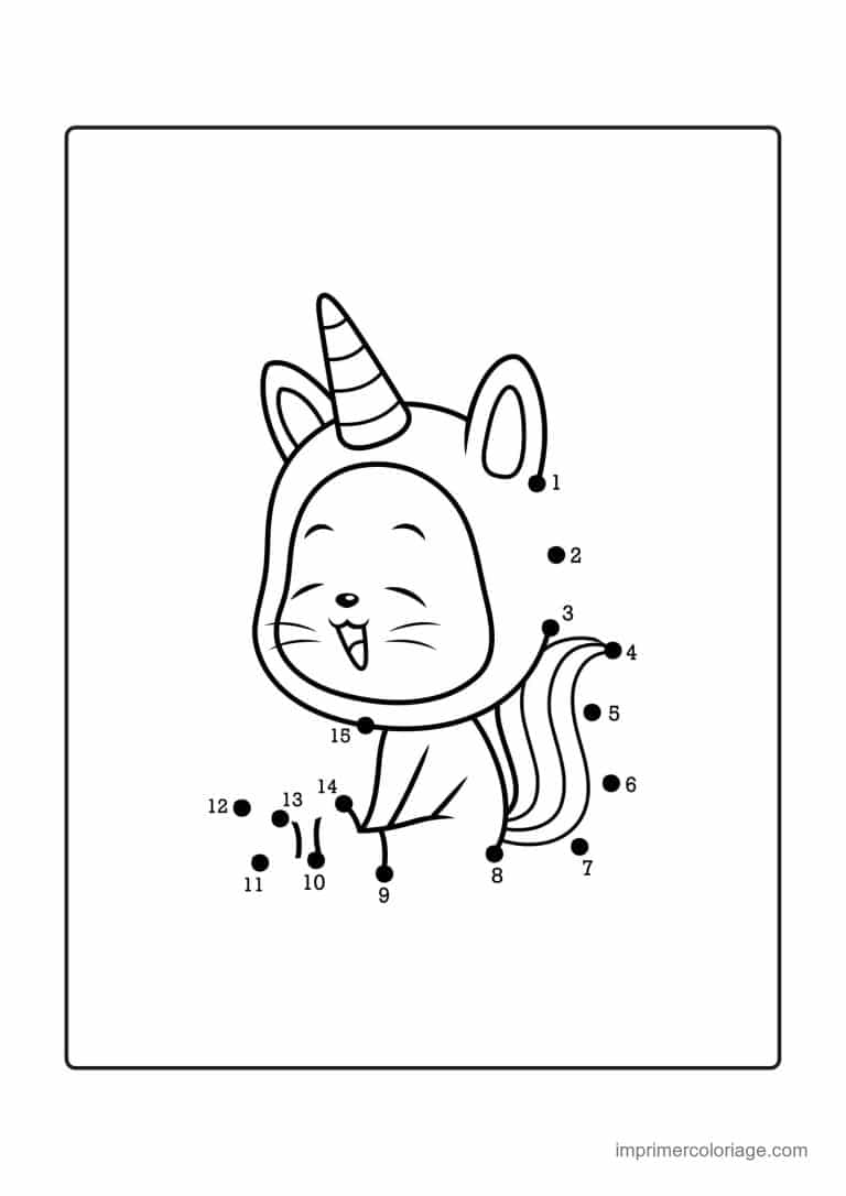 point a relier facile 1 a 15 lapin licorne - dessin gratuit &agrave; imprimer