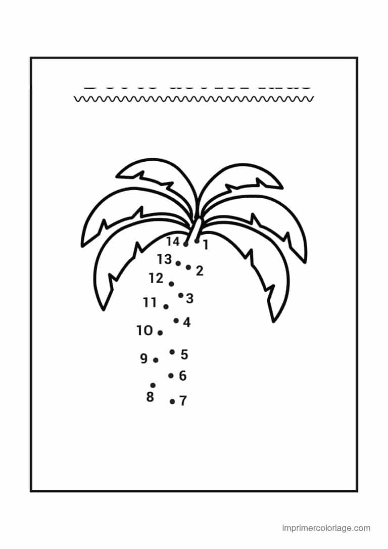 point a relier fleur 1 a 14 palmier - dessin gratuit &agrave; imprimer