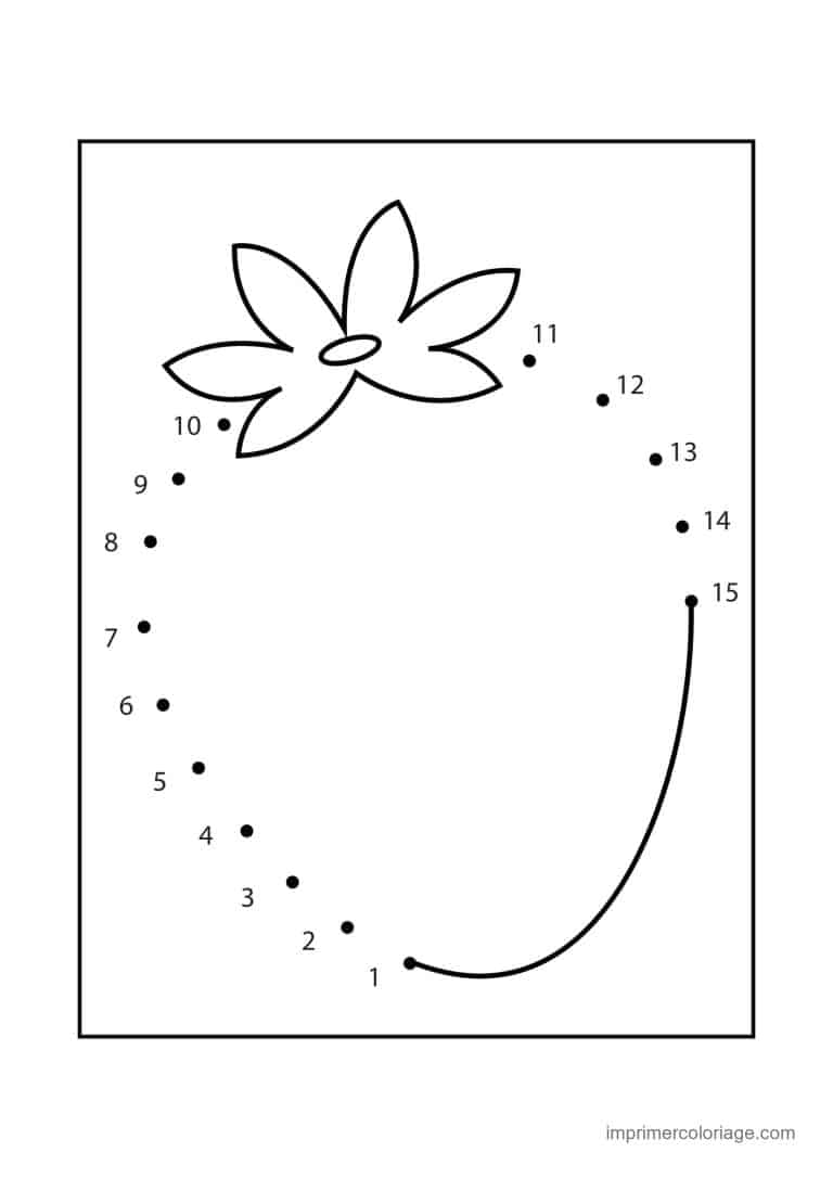 point a relier fleur 1 a 15 fleur etoilee - dessin gratuit &agrave; imprimer