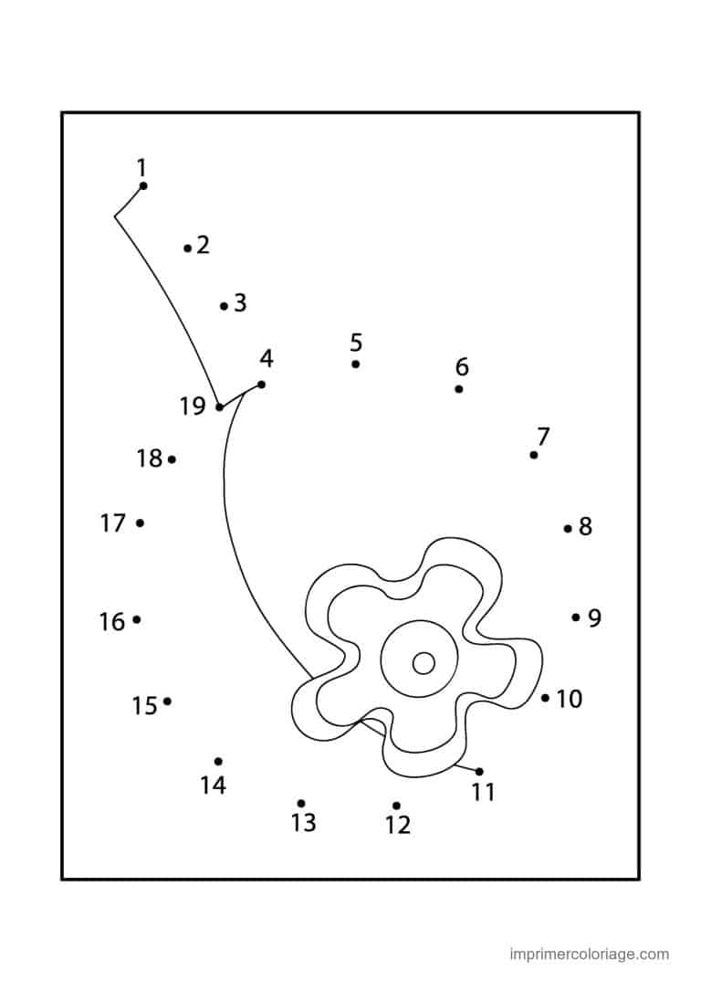 point a relier fleur 1 a 19 fleur a cinq petales - dessin gratuit &agrave; imprimer