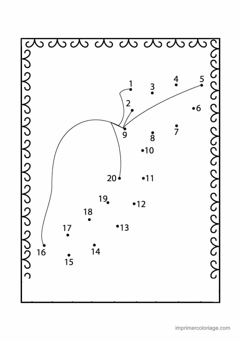 point a relier fleur 1 a 20 pousse qui germe - dessin gratuit &agrave; imprimer