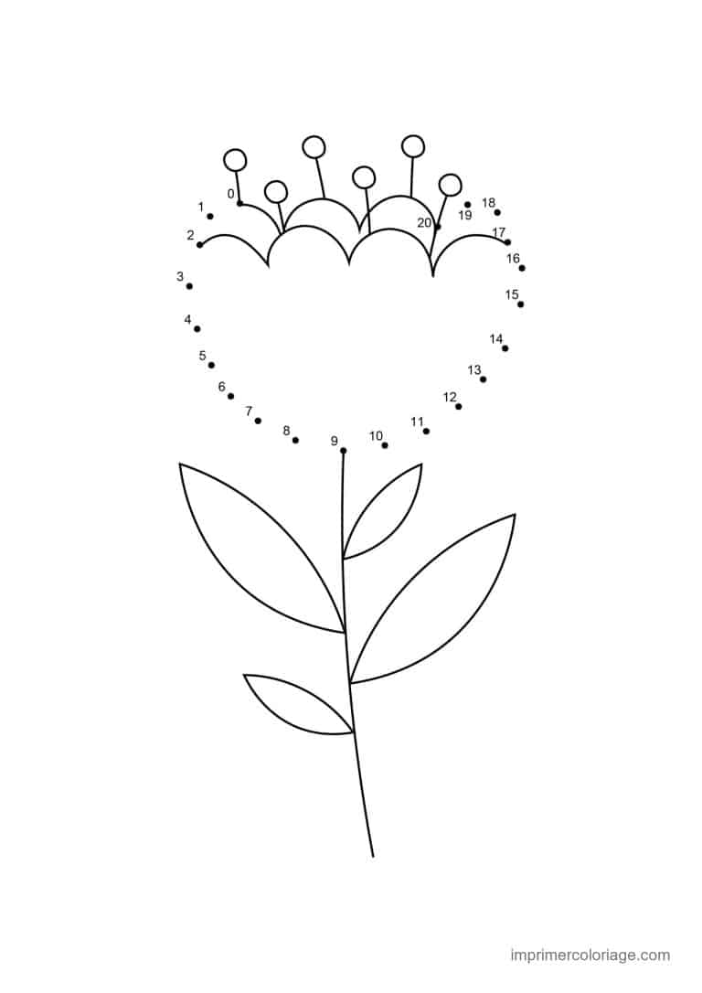 point a relier fleur 1 a 21 fleur en clochette - dessin gratuit &agrave; imprimer