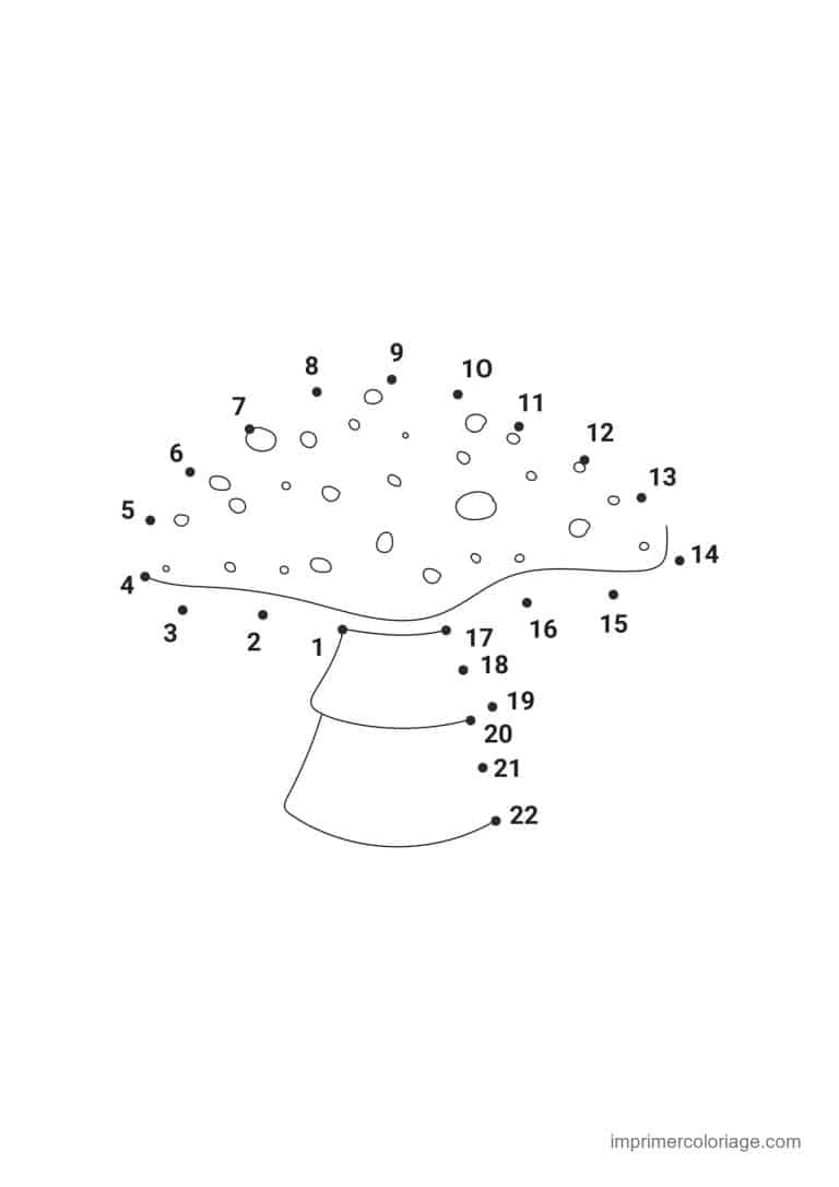 point a relier fleur 1 a 22 champignon a pois - dessin gratuit &agrave; imprimer