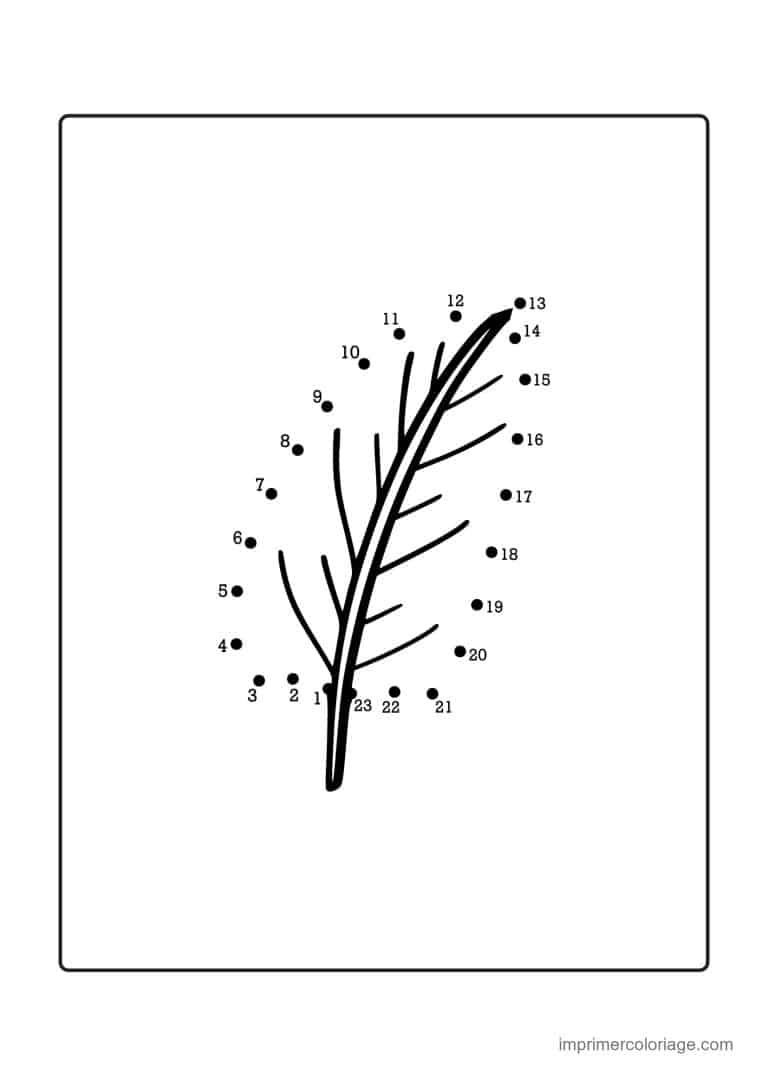 point a relier fleur 1 a 28 feuille de fougere - dessin gratuit &agrave; imprimer