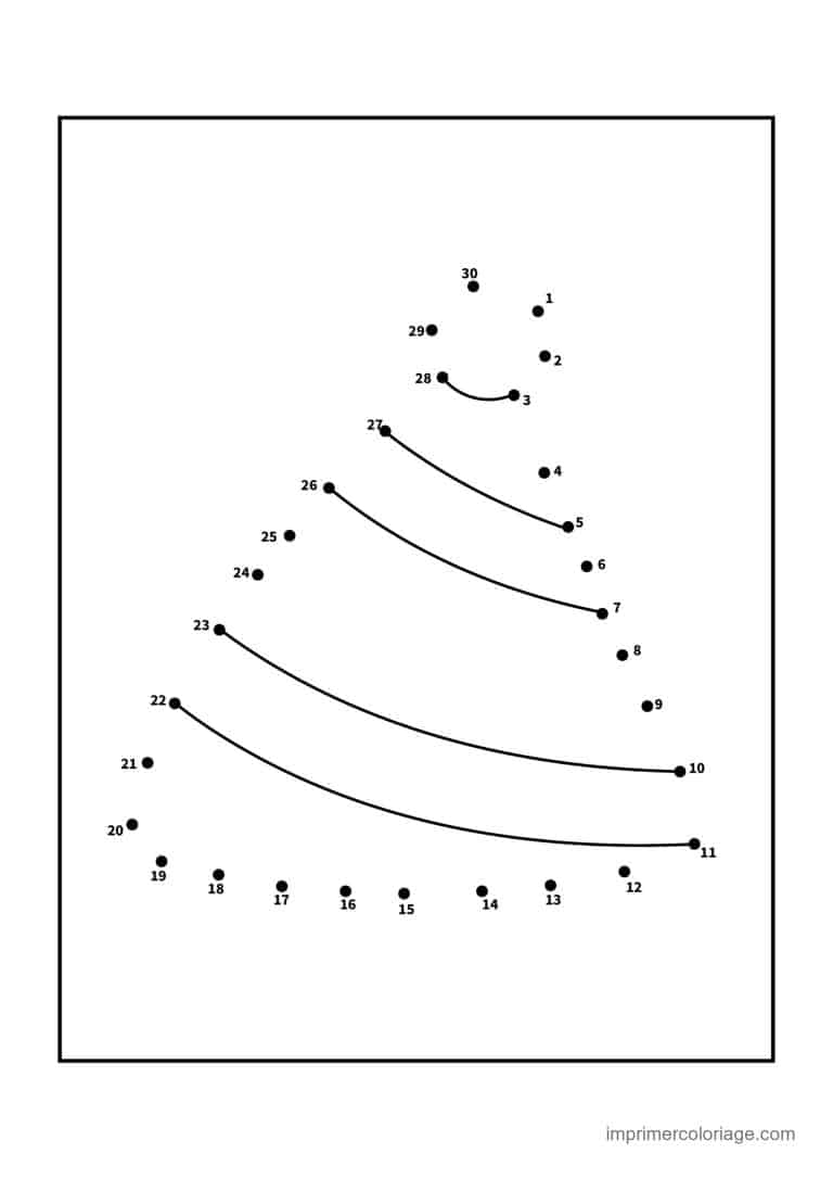point a relier fleur 1 a 30 sapin stylise - dessin gratuit &agrave; imprimer