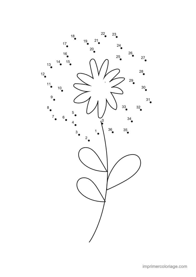 point a relier fleur 1 a 37 marguerite - dessin gratuit &agrave; imprimer