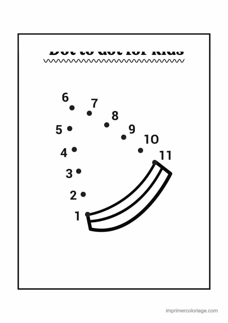 point a relier gourmandise 1 a 11 banane - dessin gratuit &agrave; imprimer