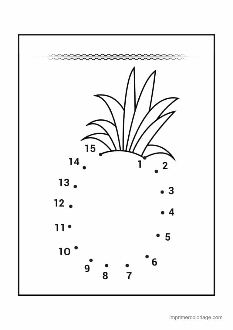 point a relier gourmandise 1 a 15 ananas - dessin gratuit &agrave; imprimer
