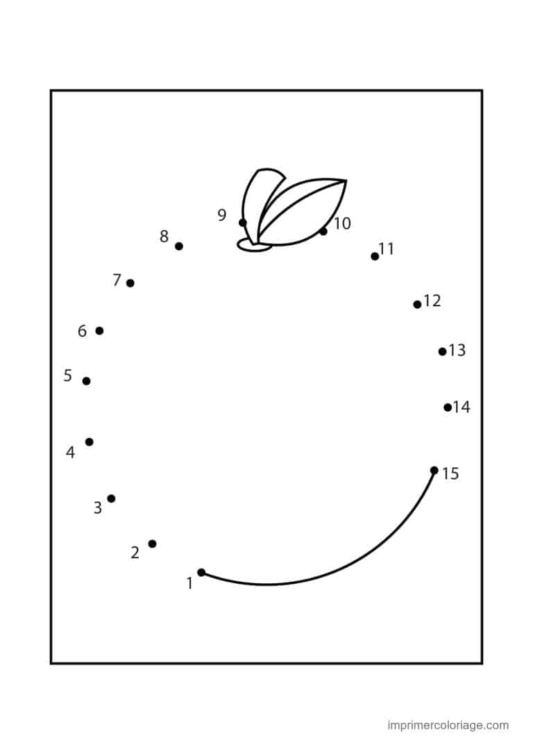 point a relier gourmandise 1 a 15 pomme - dessin gratuit &agrave; imprimer