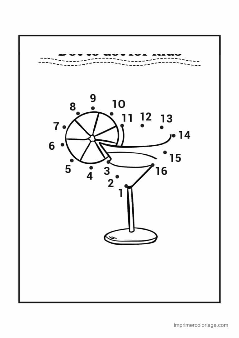 point a relier gourmandise 1 a 16 cocktail au citron - dessin gratuit &agrave; imprimer