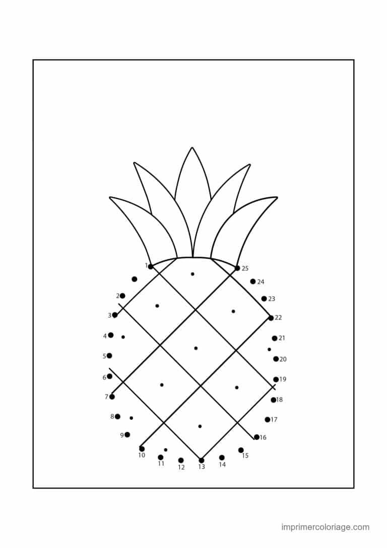 point a relier gourmandise 1 a 25 ananas - dessin gratuit &agrave; imprimer