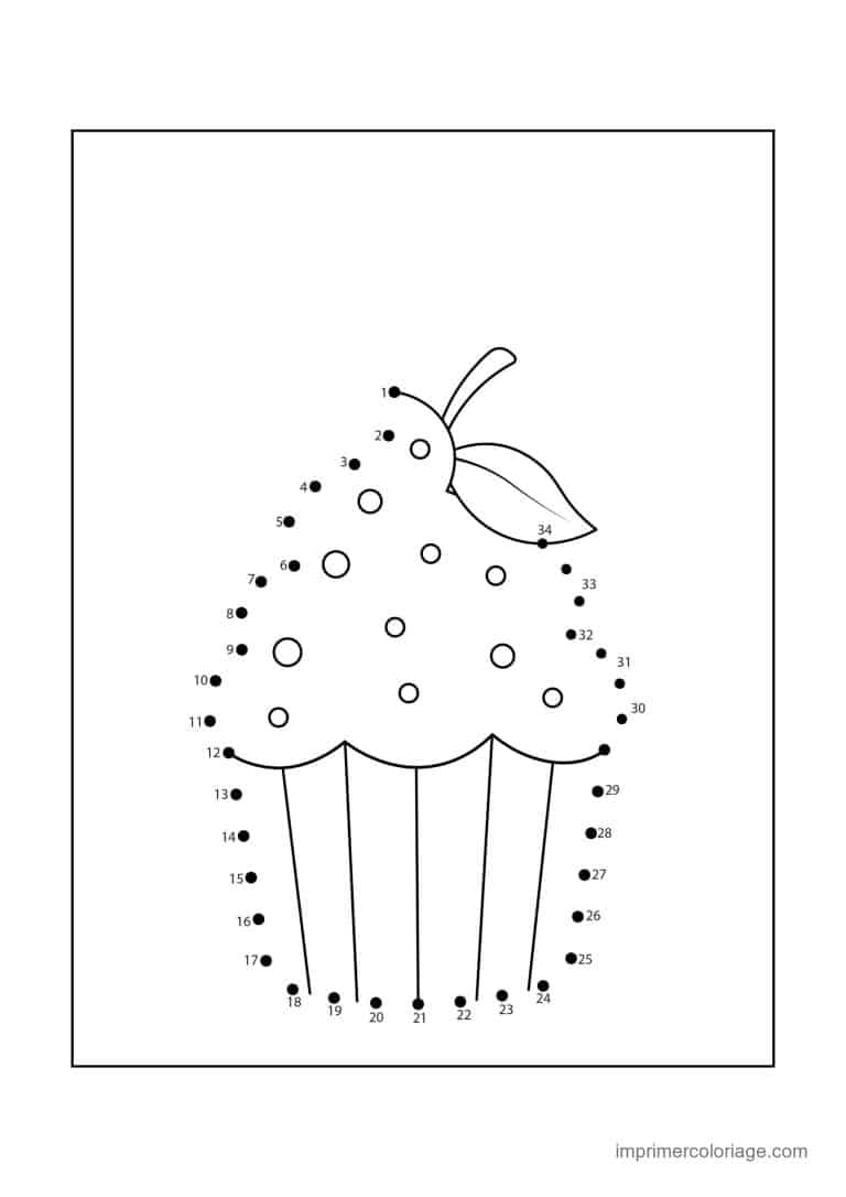 point a relier gourmandise 1 a 34 cupcake aux pepites - dessin gratuit &agrave; imprimer