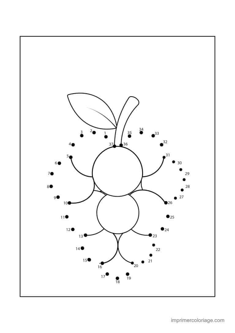 point a relier gourmandise 1 a 37 deux cerises - dessin gratuit &agrave; imprimer