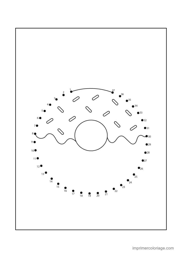 point a relier gourmandise 1 a 37 donut glace - dessin gratuit &agrave; imprimer