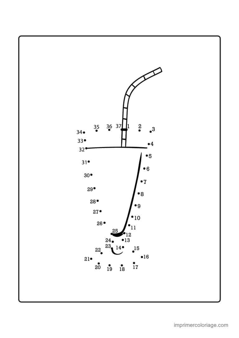 point a relier gourmandise 1 a 37 gobelet avec une paille - dessin gratuit &agrave; imprimer