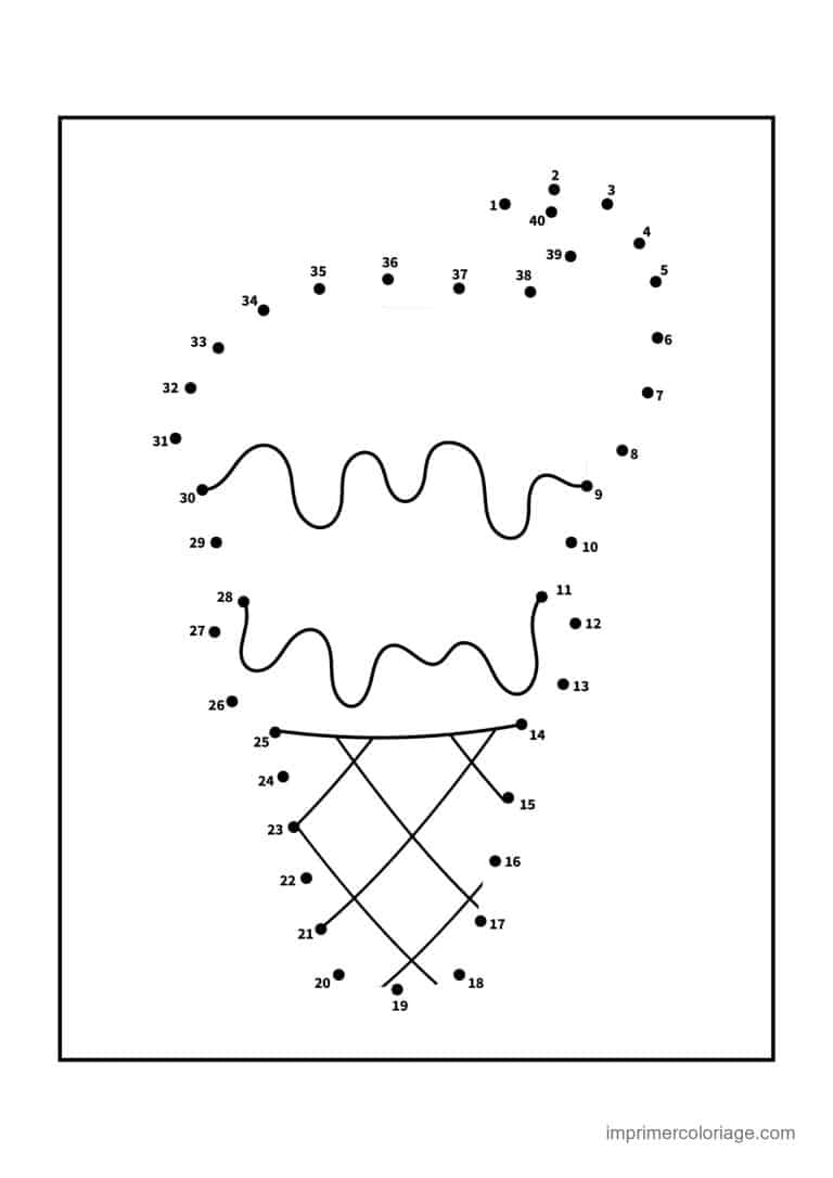 point a relier gourmandise 1 a 40 cornet de glace 2 - dessin gratuit &agrave; imprimer