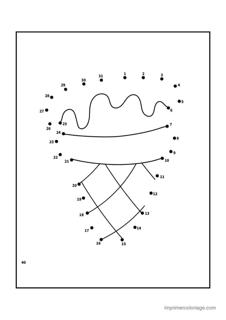 point a relier gourmandise 1 a 40 cornet de glace - dessin gratuit &agrave; imprimer