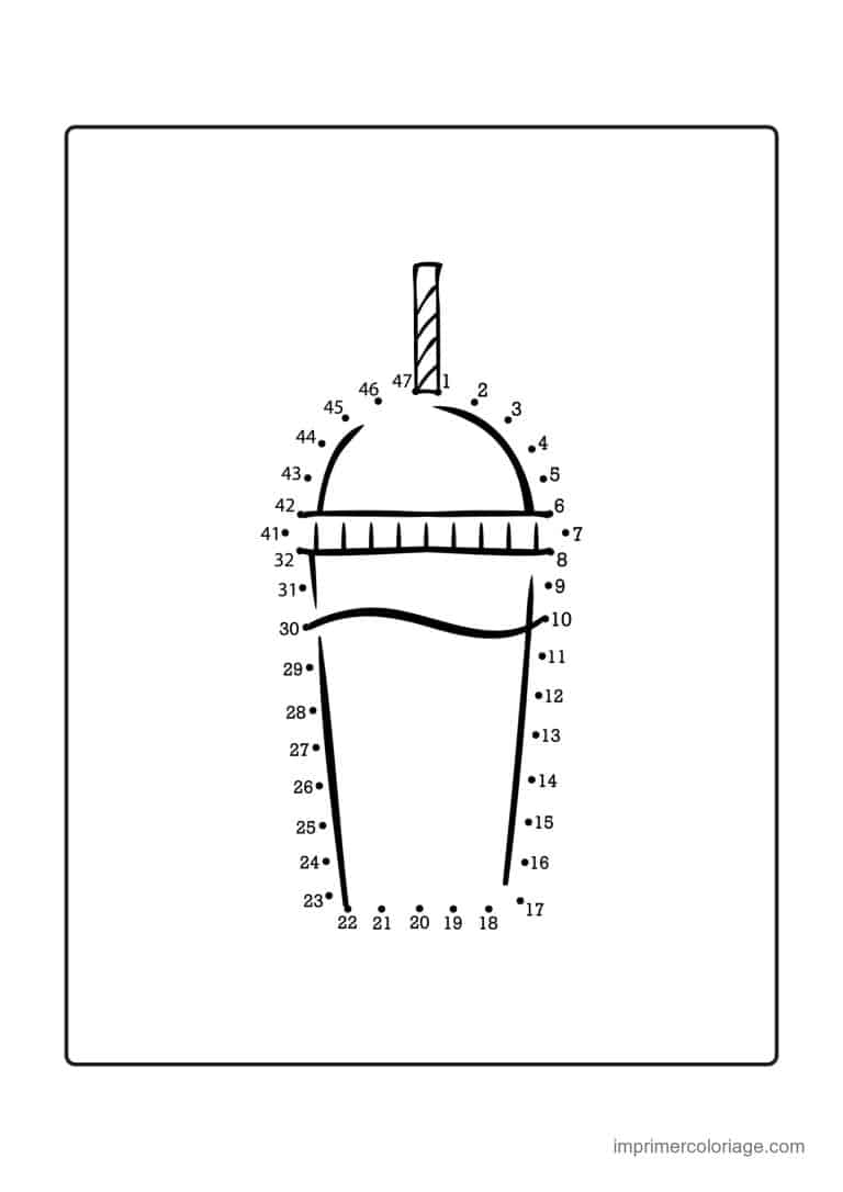 point a relier gourmandise 1 a 40 gobelet a paille - dessin gratuit &agrave; imprimer