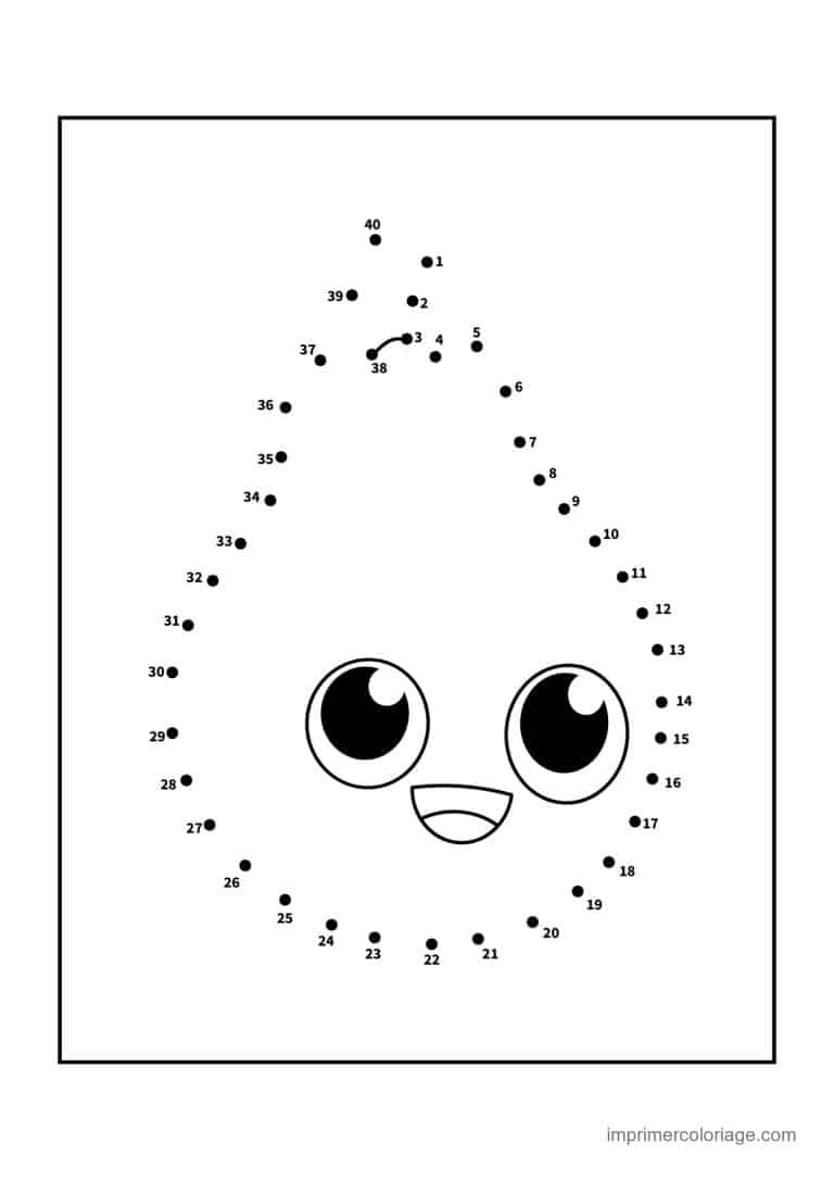 point a relier gourmandise 1 a 40 poire souriante - dessin gratuit &agrave; imprimer