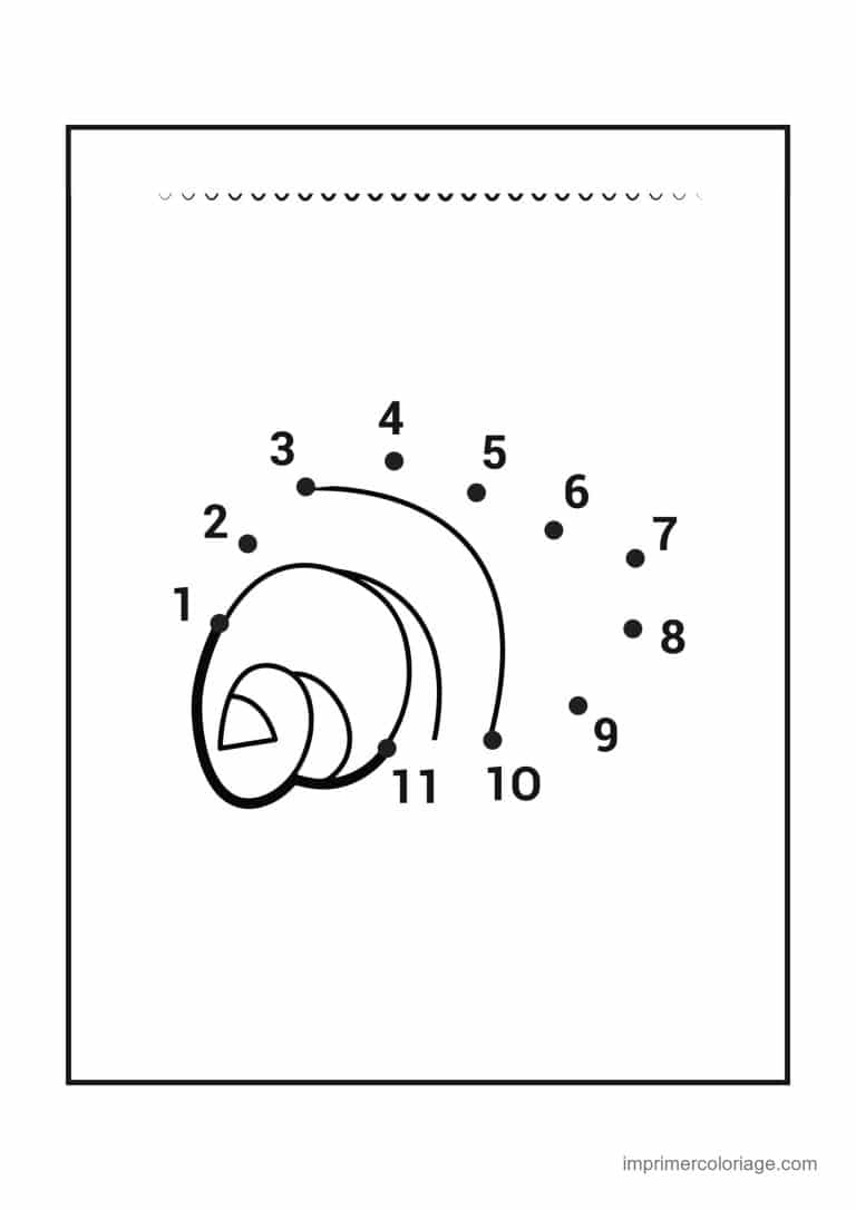 point a relier grande section 1 a 11 coquillage - dessin gratuit &agrave; imprimer