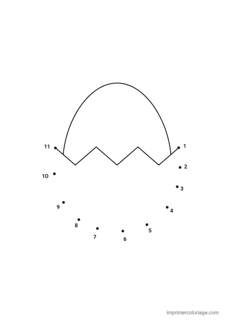 point a relier grande section 1 a 11 coquille d oeuf cassee - dessin gratuit &agrave; imprimer