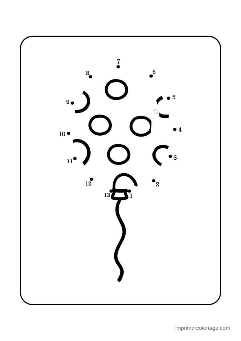 point a relier grande section 1 a 13 ballon de fete - dessin gratuit &agrave; imprimer