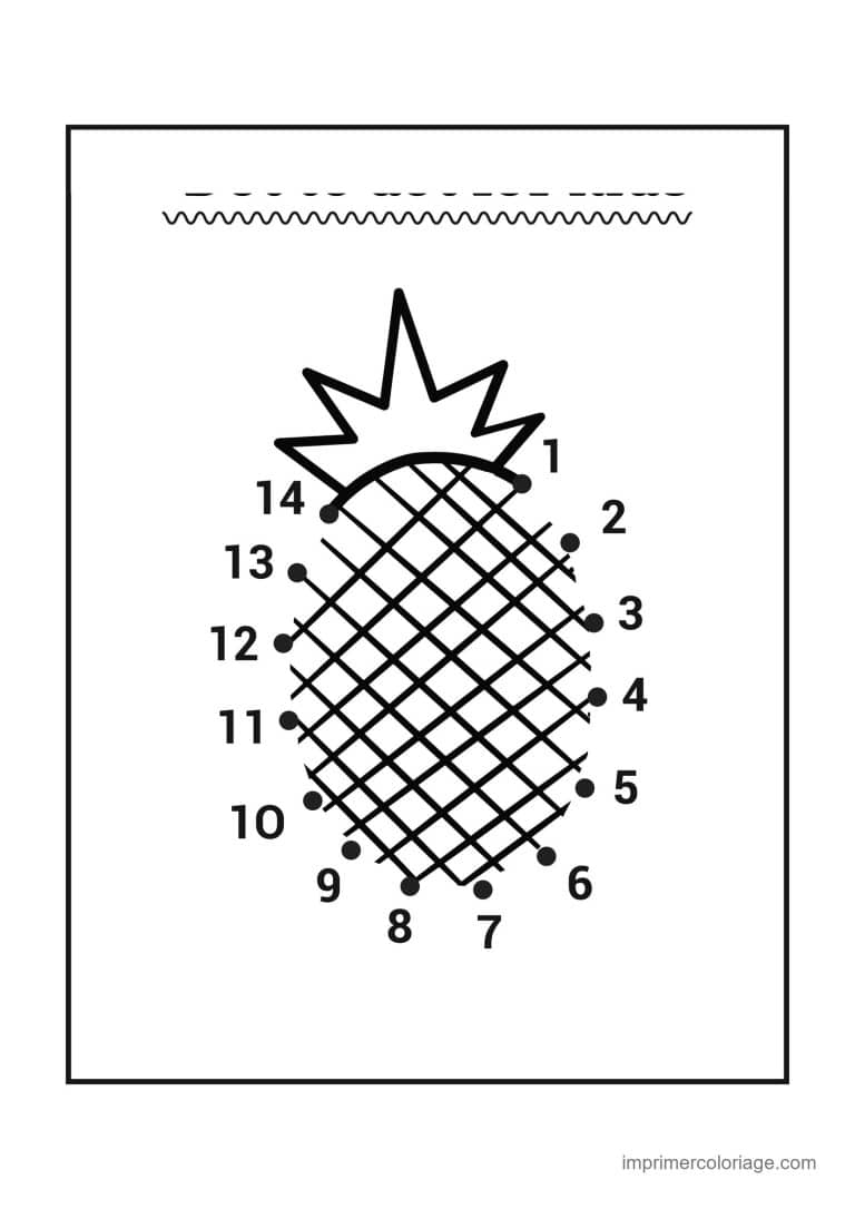 point a relier grande section 1 a 14 ananas - dessin gratuit &agrave; imprimer
