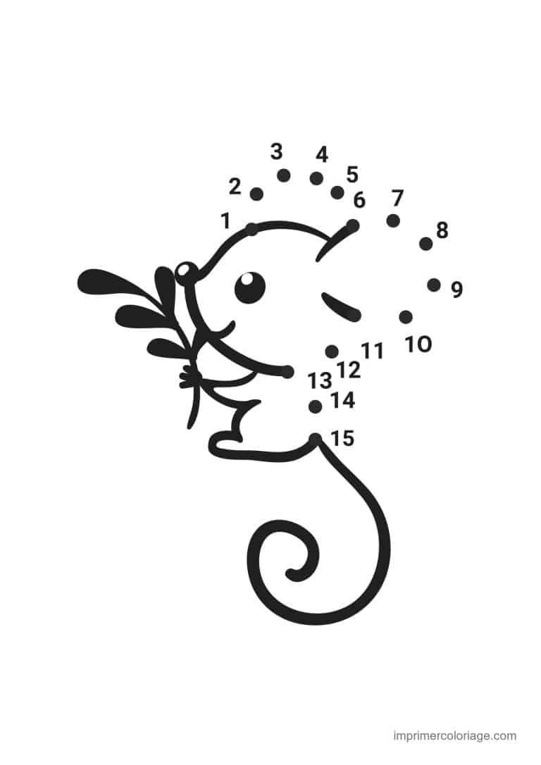 point a relier grande section 1 a 15 cameleon - dessin gratuit &agrave; imprimer