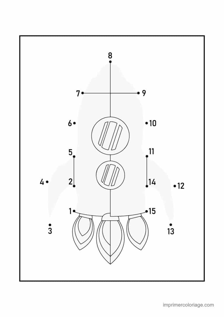 point a relier grande section 1 a 15 fusee au decollage - dessin gratuit &agrave; imprimer