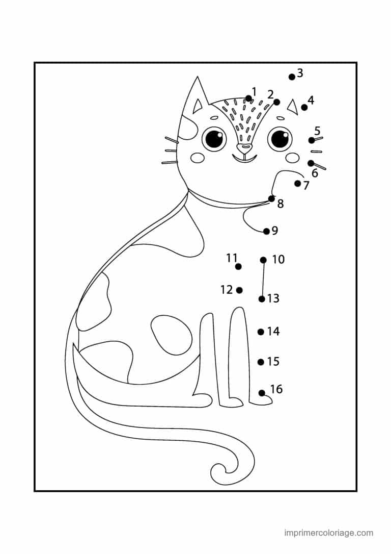point a relier grande section 1 a 16 chat assis de profil - dessin gratuit &agrave; imprimer